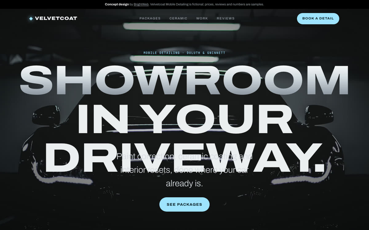Velvetcoat Mobile Detailing demo website